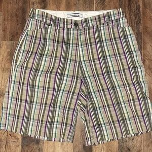 Croft & Barrow Flat Front Men's Plaid Chino Shorts Size 14